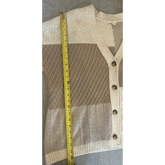 J Jill Womens Patchwork Cable Knit Cardigan Sweater Size XL Fisherman Preppy - Picture 13 of 13